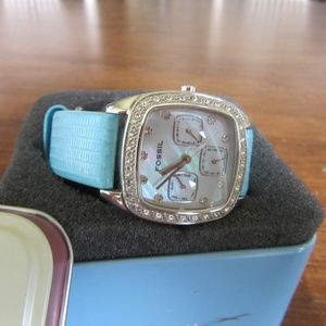 Fossil Watch #ES-1014 Aqua Blue Leather MOP